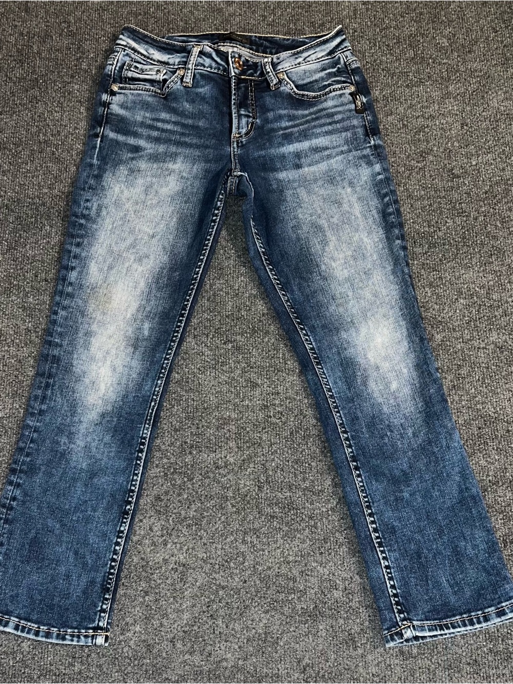 Silver Jeans Co Suki Capri Blue Straight Leg Denim Jeans W27 L22 Mid Rise‎ A-04